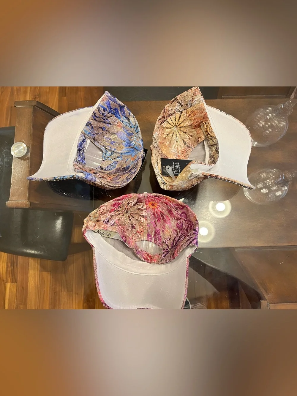 Embellished Rhinestone Baseball Cap - Floral Pattern - Picture 2 of 2